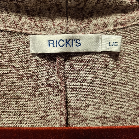 Ricki's Cardigan Heathered Burgundy Size L EUC - Picture 2 of 3